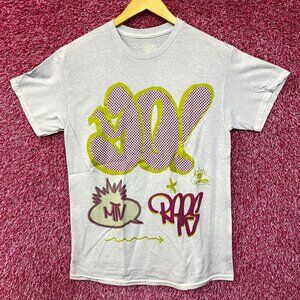 MTV 90's Graffiti Pop Art Poster Light Blue T-Shirt Large